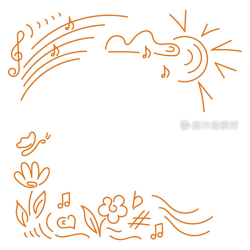 Poster music concert, festival. Doodle hand drawn. Text frame, card design, invitations.